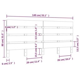 Berkfield Home Headboard White 140x3x80 cm Solid Wood Pine - Size: 140 x 3 x 80 cm - thumbnail 6