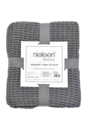 nielsen Alen Coarse Knitted Throw Blanket Cotton 150 x 200cm in Light Grey - Size: 150 cm x 200 cm - thumbnail 3