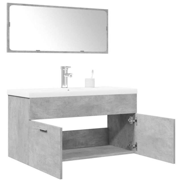 Berkfield Home 3 Piece Bathroom Furniture Set Concrete Grey Engineered Wood - image 1