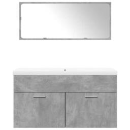 Berkfield Home 3 Piece Bathroom Furniture Set Concrete Grey Engineered Wood - thumbnail 4