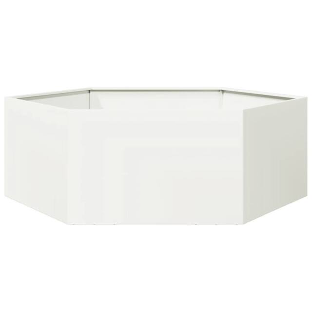 Berkfield Home Garden Planter White Hexagon 138x120x45 cm Steel - Size: 138 x 120 x 45 cm - image 1
