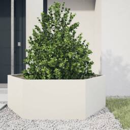 Berkfield Home Garden Planter White Hexagon 138x120x45 cm Steel - Size: 138 x 120 x 45 cm - thumbnail 2