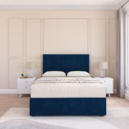"Sloomy Kansas Plush Bed Set With No Drawers Mattress & 26"" Headboard in Navy - Size: King" - thumbnail 1