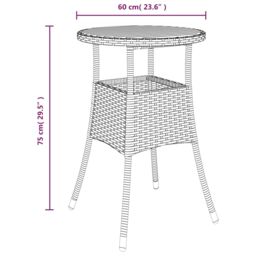 Berkfield Home Garden Table Ã˜60x75 cm Acacia Wood & Poly Rattan Black - Size: 60x75 cm - thumbnail 6