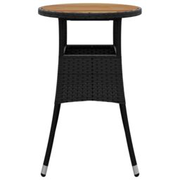 Berkfield Home Garden Table Ã˜60x75 cm Acacia Wood & Poly Rattan Black - Size: 60x75 cm - thumbnail 3