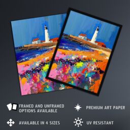 "Artery8 St Mary's Lighthouse Whitley Bay Palette Knife Wall Art Print - Size: W18"" x H24""" - thumbnail 2