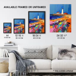 "Artery8 St Mary's Lighthouse Whitley Bay Palette Knife Wall Art Print - Size: W18"" x H24""" - thumbnail 3