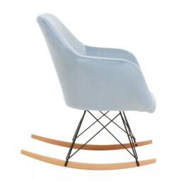 Orsina Small Velvet Rocking Chair, Versatile Velvet Desk Chair, Backrest Velvet Armchair, Accent Armchair in Blue - thumbnail 3