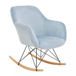 Orsina Small Velvet Rocking Chair, Versatile Velvet Desk Chair, Backrest Velvet Armchair, Accent Armchair in Blue - thumbnail 2