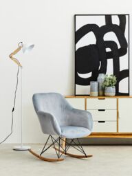 Orsina Small Velvet Rocking Chair, Versatile Velvet Desk Chair, Backrest Velvet Armchair, Accent Armchair in Blue - thumbnail 6