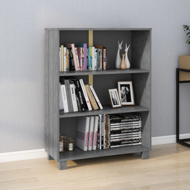 Berkfield Home Book Cabinet HAMAR Dark Grey 85x35x112 cm Solid Wood Pine - Size: 85 x 35 x 112 cm - image 1