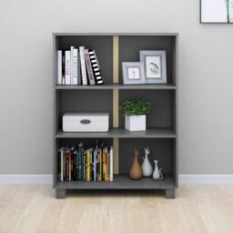 Berkfield Home Book Cabinet HAMAR Dark Grey 85x35x112 cm Solid Wood Pine - Size: 85 x 35 x 112 cm - thumbnail 5