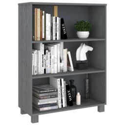 Berkfield Home Book Cabinet HAMAR Dark Grey 85x35x112 cm Solid Wood Pine - Size: 85 x 35 x 112 cm - thumbnail 6