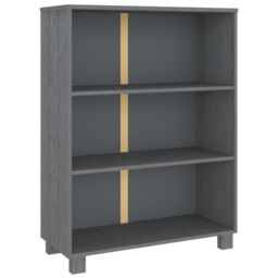 Berkfield Home Book Cabinet HAMAR Dark Grey 85x35x112 cm Solid Wood Pine - Size: 85 x 35 x 112 cm - thumbnail 2