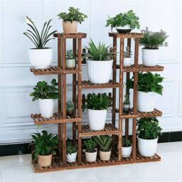 EONLION Wood Plant Stand Stylish Ladder Shelf in Brown - thumbnail 4