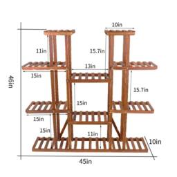 EONLION Wood Plant Stand Stylish Ladder Shelf in Brown - thumbnail 2