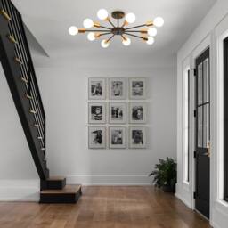 NIVOR 10 light Industrial Chandelier Mid Century Flush Mount Ceiling Light in Black - thumbnail 8