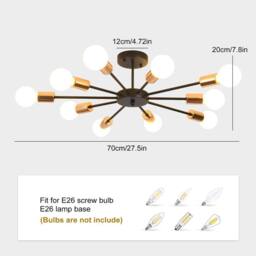 NIVOR 10 light Industrial Chandelier Mid Century Flush Mount Ceiling Light in Black - thumbnail 2