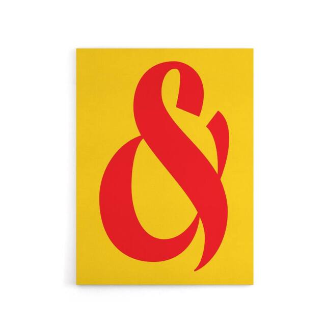 "Artery8 And Ampersand Symbol Yellow Red Vibrant Design Canvas Wall Art Print - Size: W24"" x H32""" - image 1