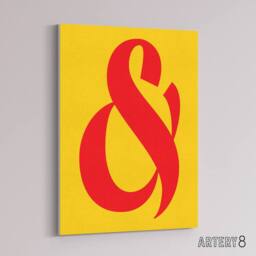 "Artery8 And Ampersand Symbol Yellow Red Vibrant Design Canvas Wall Art Print - Size: W24"" x H32""" - thumbnail 2