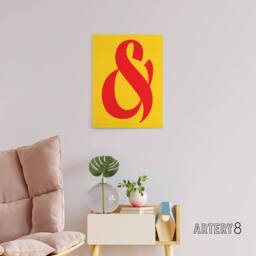 "Artery8 And Ampersand Symbol Yellow Red Vibrant Design Canvas Wall Art Print - Size: W24"" x H32""" - thumbnail 3