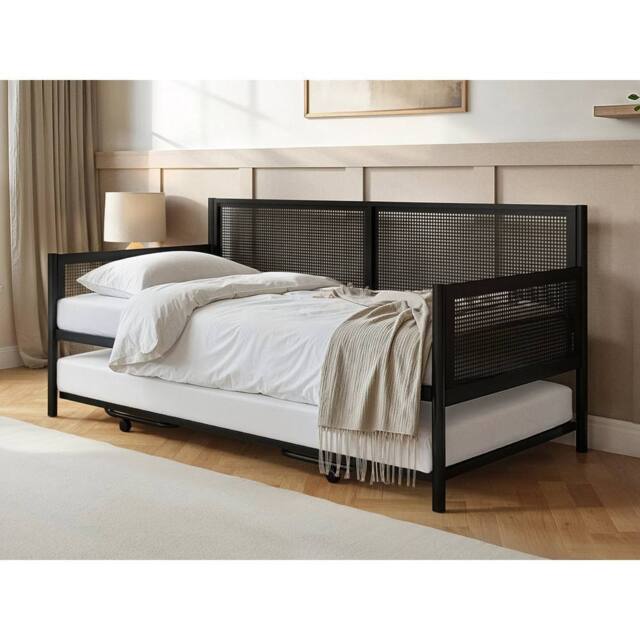 Flair Clay Metal Daybed with Trundle in Black - Size: Single - image 1