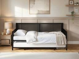 Flair Clay Metal Daybed with Trundle in Black - Size: Single - thumbnail 2