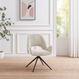 FurnitureboxUK Layla Cream Fabric Swivel Office Chair - thumbnail 2