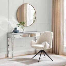 FurnitureboxUK Layla Cream Fabric Swivel Office Chair