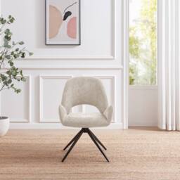 FurnitureboxUK Layla Cream Fabric Swivel Office Chair - thumbnail 3