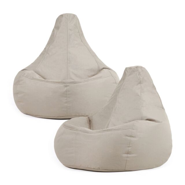 icon Recliner Indoor Outdoor Navy Blue Bean Bag Chair Pack of 2 in Stone