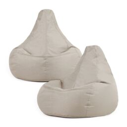 icon Recliner Indoor Outdoor Navy Blue Bean Bag Chair Pack of 2 in Stone - thumbnail 1