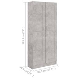 Berkfield Home Book Cabinet Concrete Grey 82.5x30.5x185.5 cm Engineered Wood - thumbnail 8