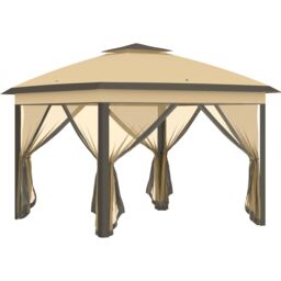 OUTSUNNY Pop Up Gazebo Height Adjustable Canopy Tent w/ Carrying Bag in Beige - thumbnail 2