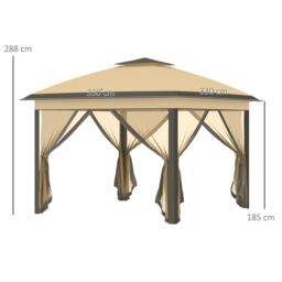 OUTSUNNY Pop Up Gazebo Height Adjustable Canopy Tent w/ Carrying Bag in Beige - thumbnail 3