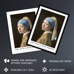 "Artery8 Johannes Vermeer With A Pearl Earring Framed Wall Art Print in Black - Size: W12"" x H16""" - thumbnail 2