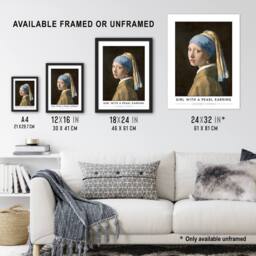 "Artery8 Johannes Vermeer With A Pearl Earring Framed Wall Art Print in Black - Size: W12"" x H16""" - thumbnail 3