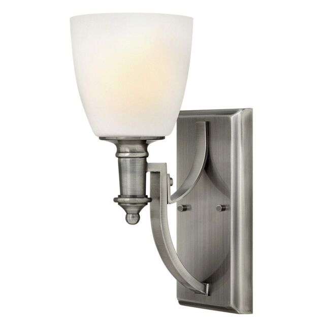 Netlighting Truman 1 Light Wall Light Antique Nickel Glass Shade E27 in Grey - image 1