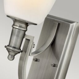 Netlighting Truman 1 Light Wall Light Antique Nickel Glass Shade E27 in Grey - thumbnail 2