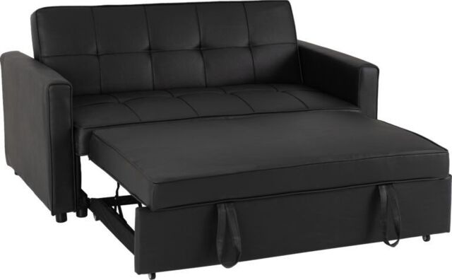 Furnishings For Less UK Astoria 2 Seater Faux Leather Sofa Bed Black