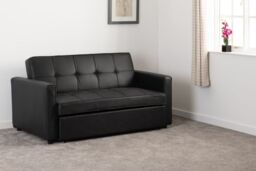 Furnishings For Less UK Astoria 2 Seater Faux Leather Sofa Bed Black - thumbnail 2