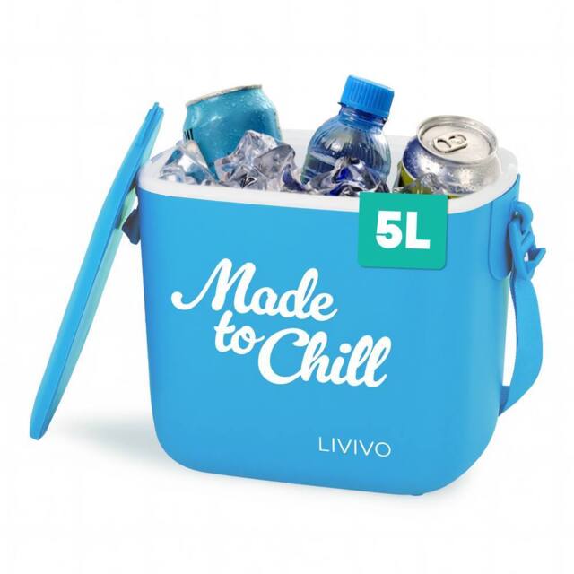 LIVIVO Cool Box 5L Lightweight Portable Foam Insulation Carrying Strap - Blue - image 1