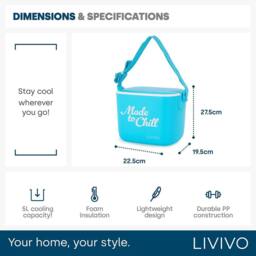 LIVIVO Cool Box 5L Lightweight Portable Foam Insulation Carrying Strap - Blue - thumbnail 8