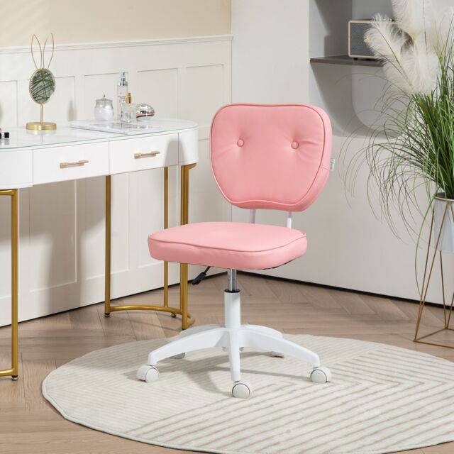 VINSETTO PU Leather Office Chair for Home Vanity Armless Pink - image 1