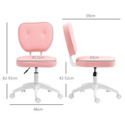 VINSETTO PU Leather Office Chair for Home Vanity Armless Pink - thumbnail 3