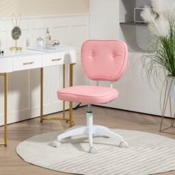 VINSETTO PU Leather Office Chair for Home Vanity Armless Pink