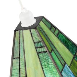 Happy Homewares Art Deco Tiffany Pendant Lighting Shade with Emerald & Green Panels - thumbnail 3