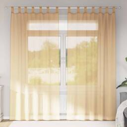 Berkfield Home Voile Curtains with Loops 2 pcs Sand 140x245 cm in Tan - thumbnail 2