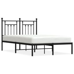 Berkfield Home Metal Bed Frame with Headboard Black 120x190 cm Small Double - thumbnail 2