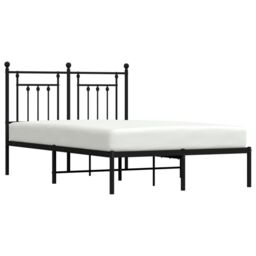 Berkfield Home Metal Bed Frame with Headboard Black 120x190 cm Small Double - thumbnail 4